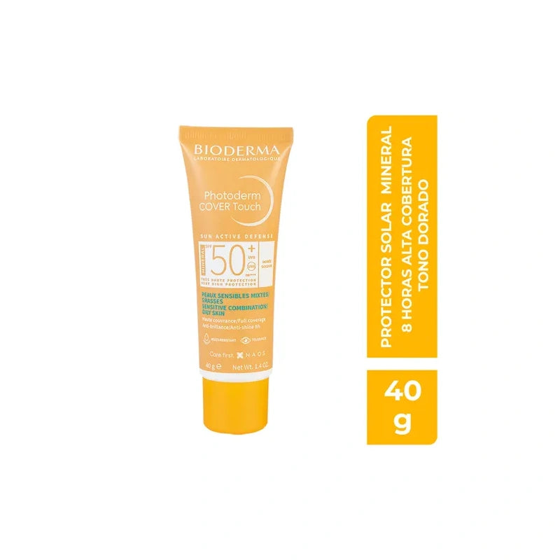 Bioderma Photoderm Cover Touch Sun Active Defense 50+ Tono Dorado